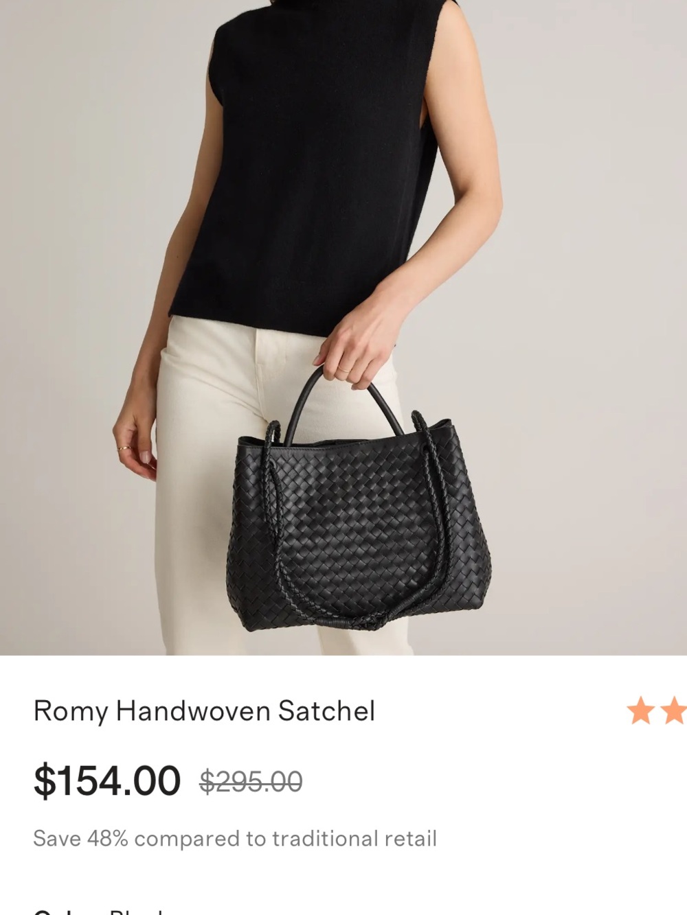 Quince Black Woven Romy Satchel - Picture 3 of 6